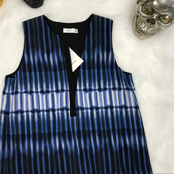 NEW Vince blue tie die Vneck dress - Picture 2 of 7